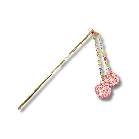 Mizuhiki Lucky Japanese knot-tying Hair Accessory Ornamental hairpin Stick Beads Traditional Japan Flower Ume Musubi Mizubiki