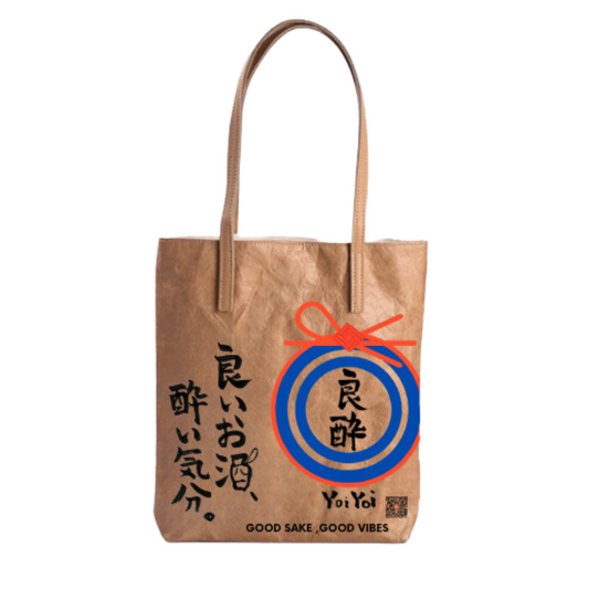 YoiYoi Tote Bag sake Japanese sake bottle shopping bag canvas shoulder natural colour